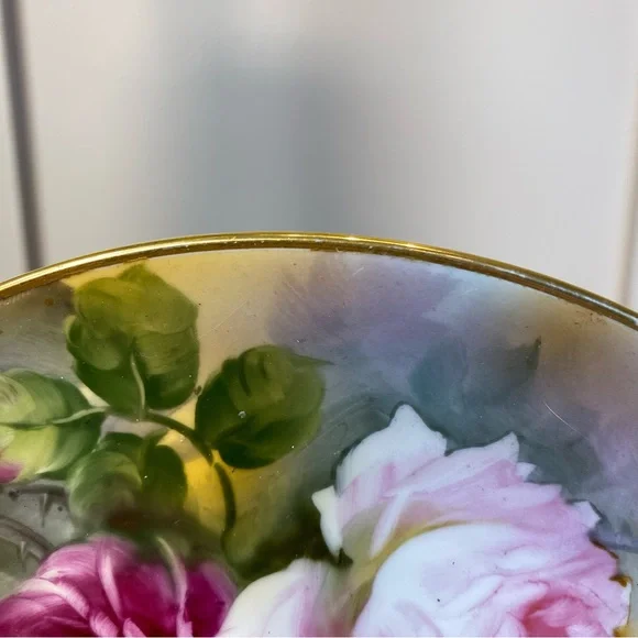 Noritake Hand Painted 8.5”Plate Decor Pink Roses Gold Rim Japan - Picture 4 of 8
